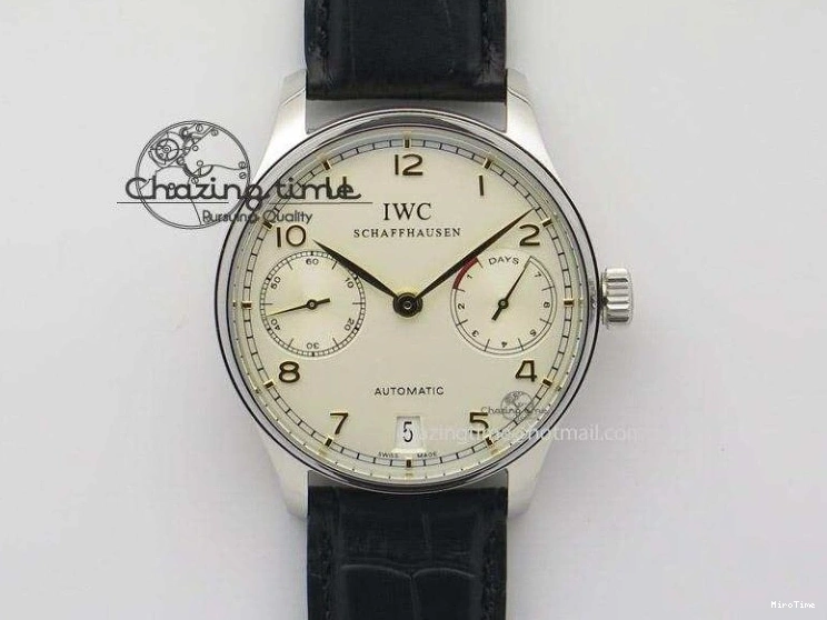 MIROTIME 0415 Portuguese IW3714 Diam ZF V2 1:1 Best Edition Black Dial On Black Leather Strap A79350 (Slim Movement) Lightweight 7245